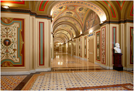 View of one of the 7 decorated corridors on the Senate’s ground floor 
