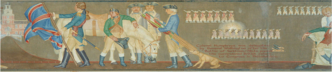  Portion of 1941 Lois North mural “Life of David Humphreys” consisting of 11 panels 4’ high and totaling 88’ length, treated 1996-1999